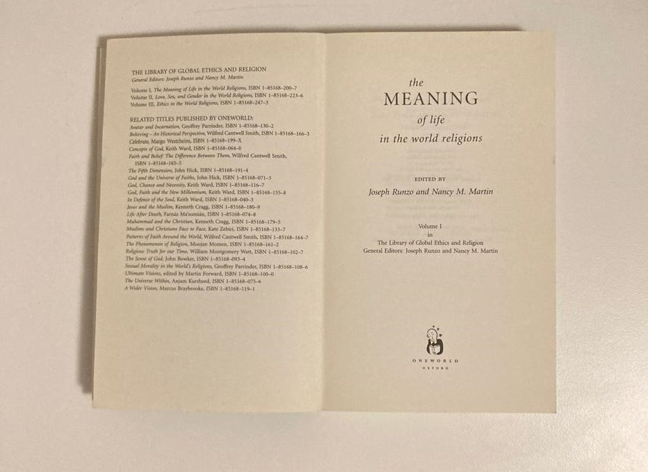 The meaning of life in the world religions - Edited by Joseph Runzo and Nancy M. Martin