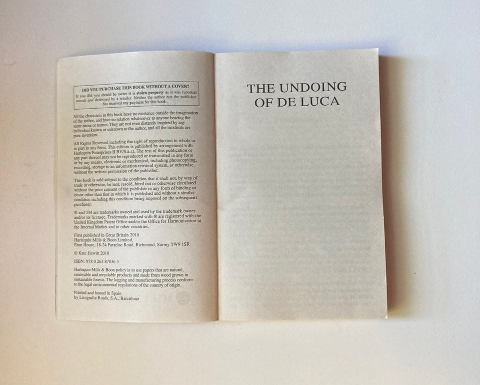 The undoing of de Luca - Kate Hewitt