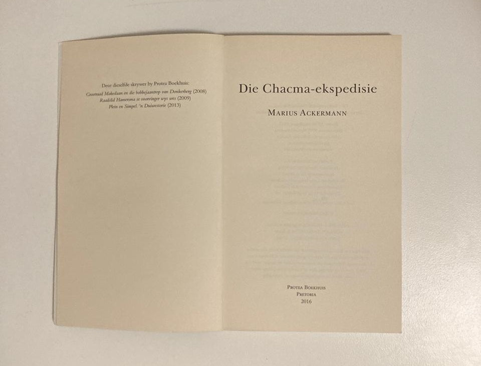 Die chacma-ekspedisie: Heling pleks van verdeling - Marius Ackermann (First edition)