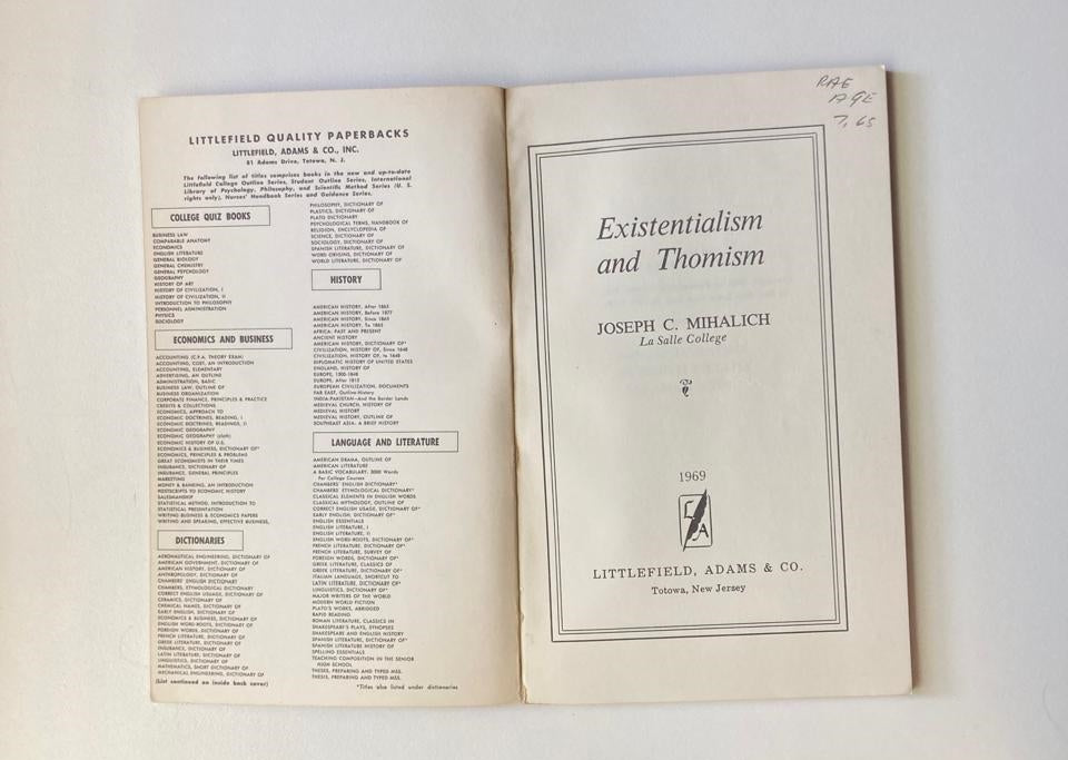 Existentialism and Thomism - Joseph C. Mihalich